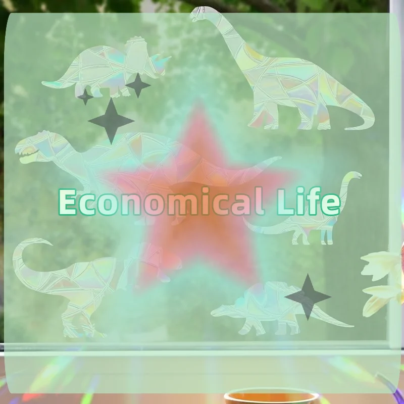 [MOA]1Set Reusable Rainbow Dinosaur Window Sticker No Glue Required Made Of PVC Material Perfect For Home Decoration[MOA]