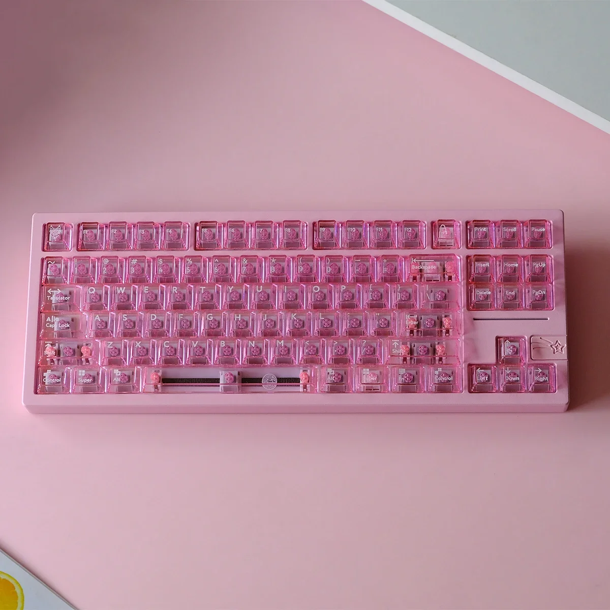 114 Sleutel Roze Transparante Keycap Pc Materiaal Overdracht Drukproces Kersenprofiel Geschikt Voor Mechanisch Toetsenbord 키캡