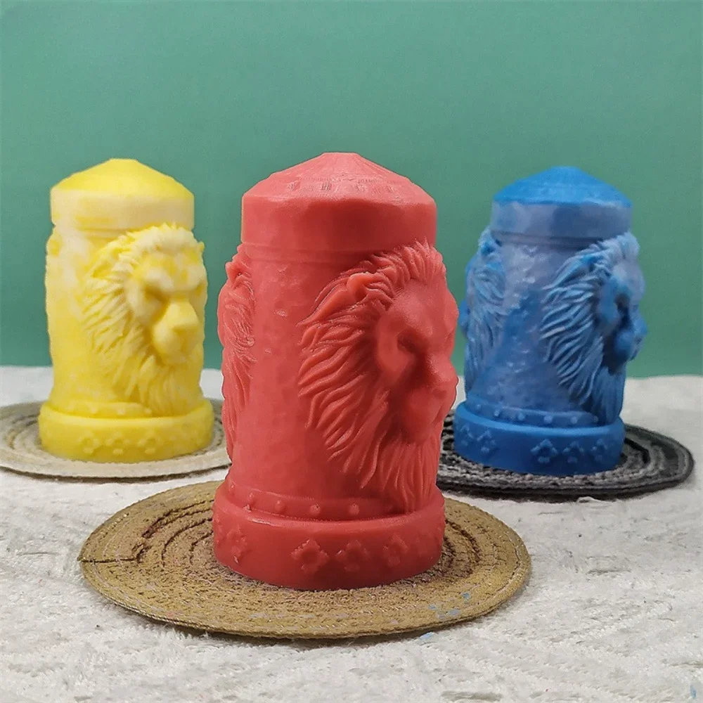 Cartoon Animal Cylinder Silicone Candle Mold DIY Lovely Lion Gypsum Mould Wax Aromatherapy Making Tool Handmade Gifts Home Decor