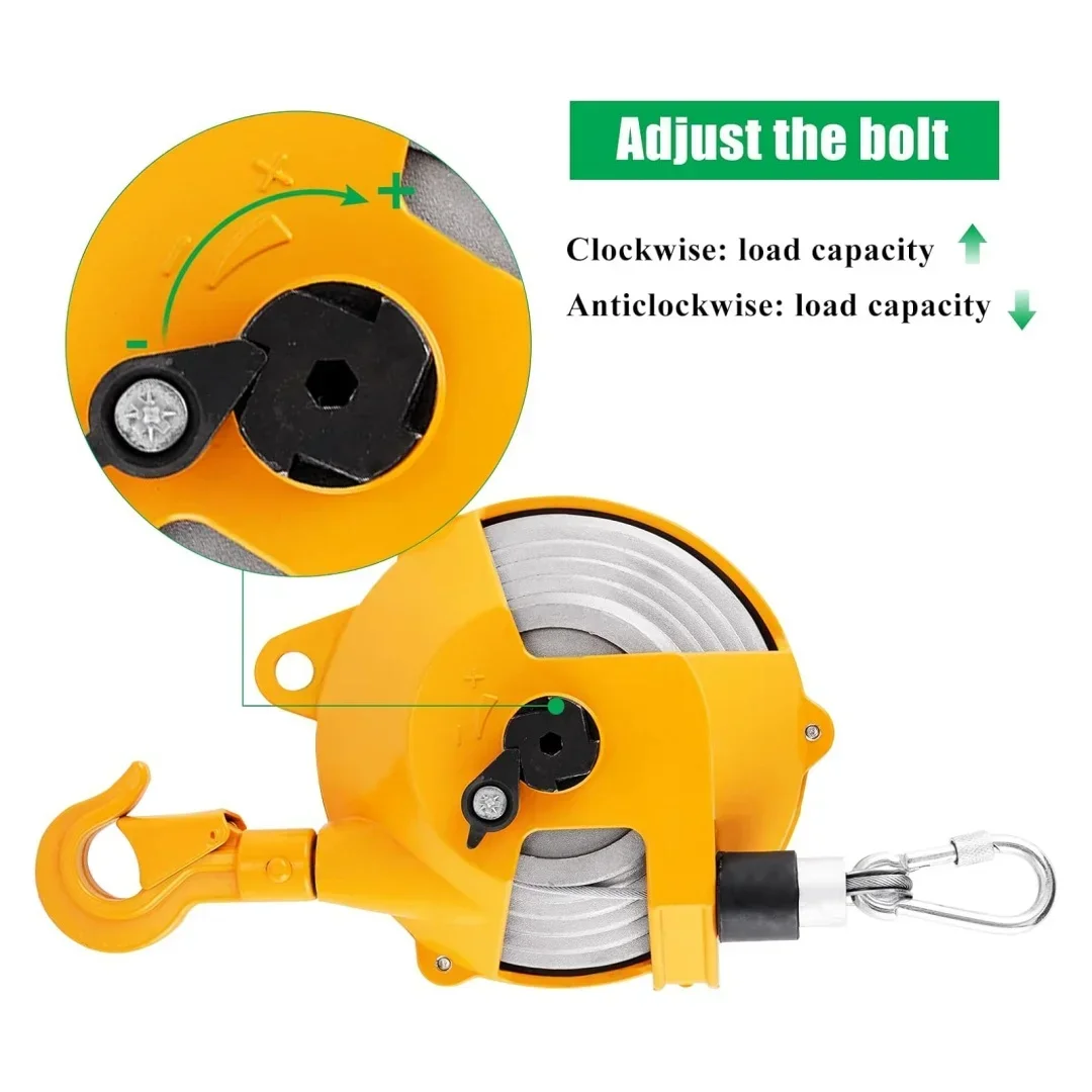 5-7KG Spring Balancer Retractable Tool Lifting Hook Spring Holder Balancer Steel Wire Rope Balance Lifting Jack 1.5M for Factory - view 5