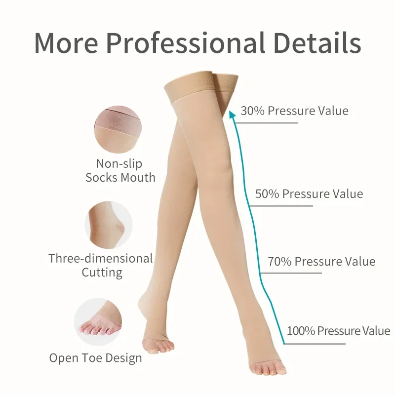 Medical 20-30 Mmhg Compression Socks Unisex Varicose Veins Socks Elastic Pressure Stockings Sleep Feet Varicose Vein Treatment