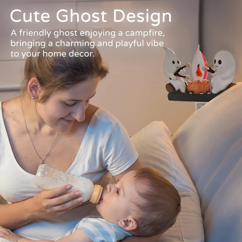 Veilleuse Fantôme de enquêter de Camp Vaccorporelle, Flamme, Halloween, 3D, LED, Petit, Faux enquêter de Camp, Décor