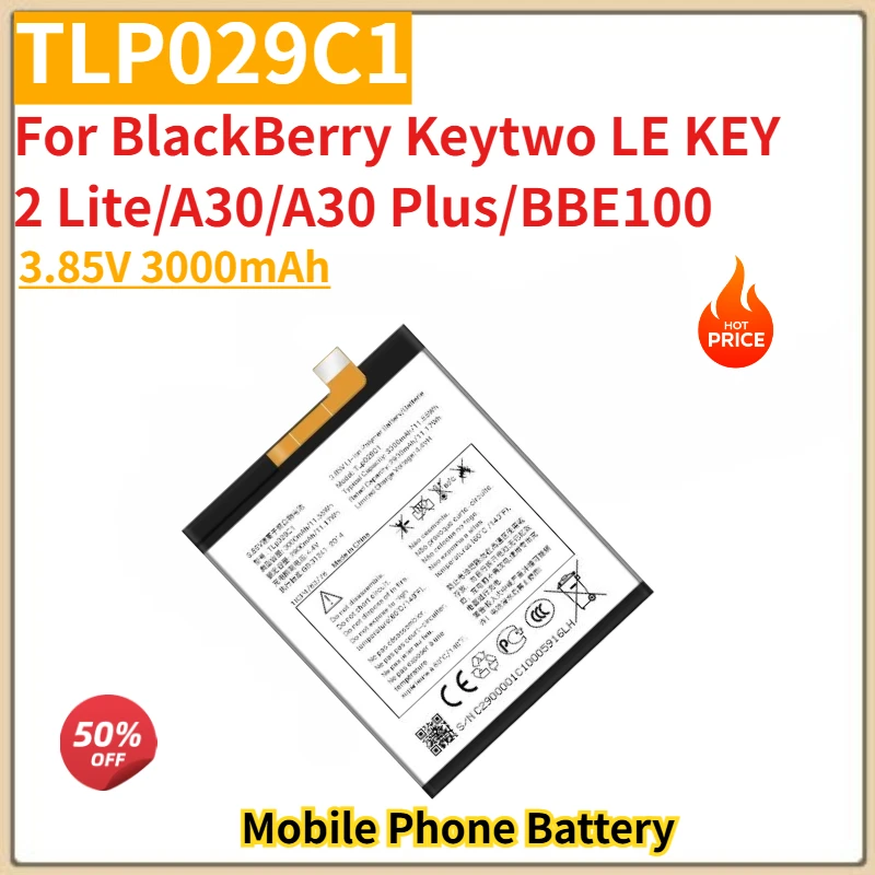 

High Quality TLP029C1 Phone Battery 3.85V 3000mAh for BlackBerry Keytwo LE KEY 2 Lite/A30/A30 Plus/BBE100 Brand New