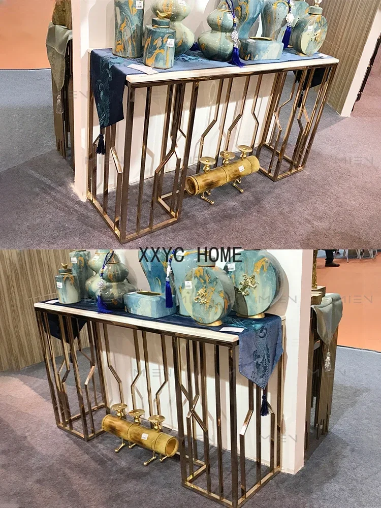 

Metal Entrance Platform Living Room Partition Side Table Stainless Steel