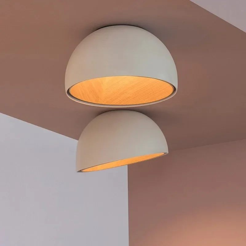 Lampu kamar tidur Lampu langit-langit Lampu kamar anak dengan desain miring yang kreatif Lampu minimalis bernuansa wabi-sabi dengan tekstur kayu