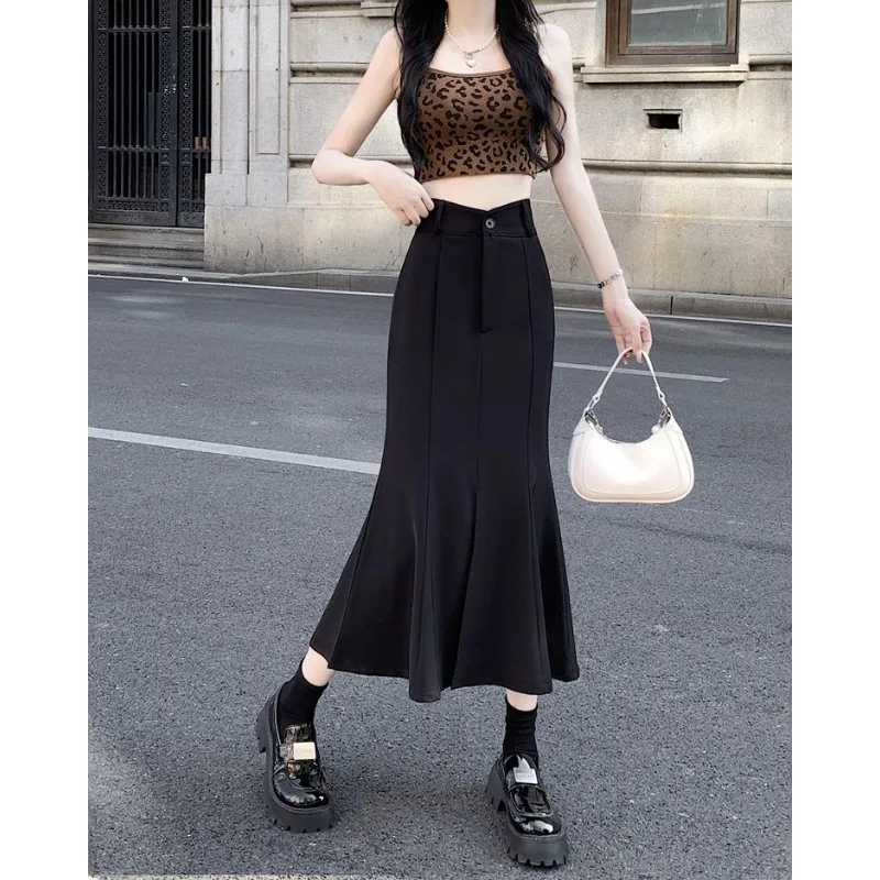 スリットフィッシュテール2025新作レディース秋冬Aラインミディ丈ハイウエストバッグヒップスカートロングスカート