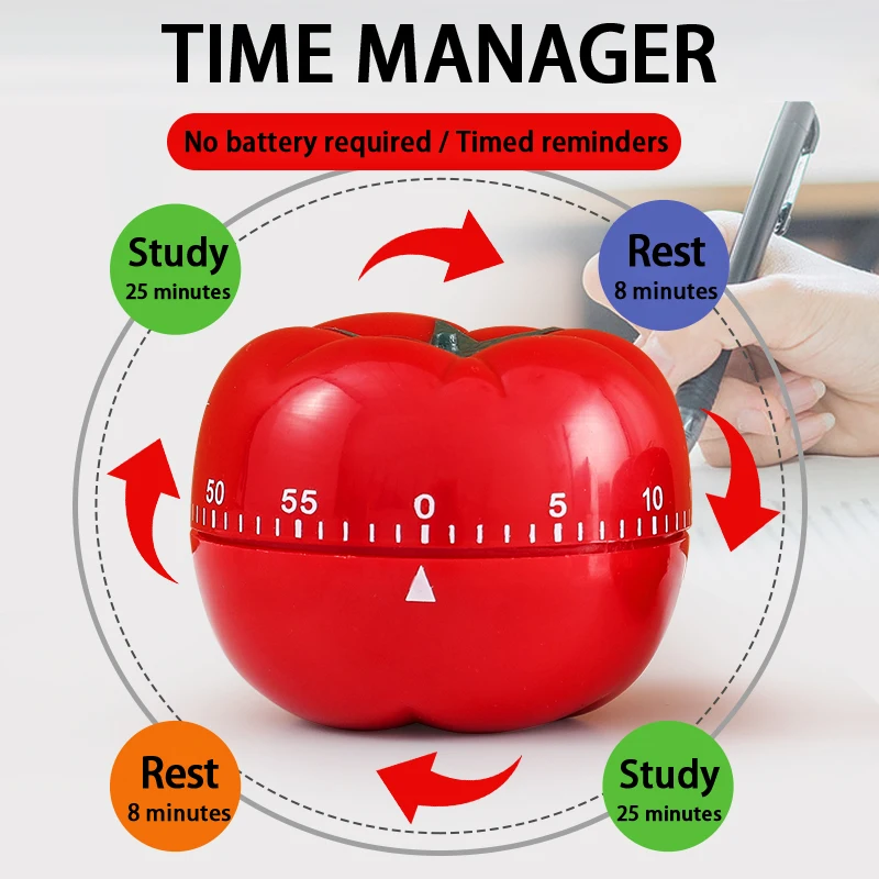 [1PCS Creative Tomato Timer Electronic Kitchen Reminder Pomodoro Mechanical Countdown Alarm Kitchen Cooking Tool]