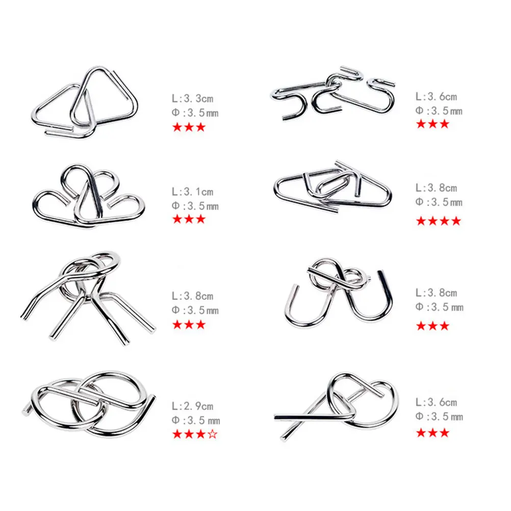 

16 Pieces Premium Metal Ring Puzzle Set Brain Teaser Iq Test Puzzle for Stress Relief