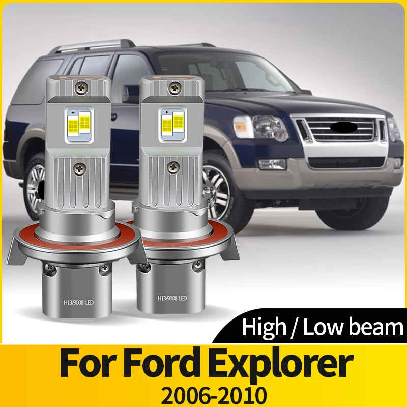 

2PCS LED 9008 H13 Headlight HI/LO Beam LED Car Headlamp Bulbs DC12V Super Bright 6500K Turbo Fan CSP For Ford Explorer 2006-2010