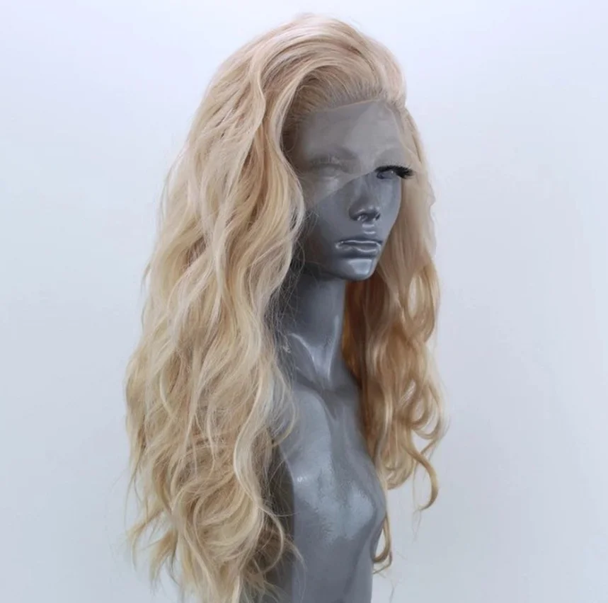 Koronkowe peruki Bezklejowa peruka z włókna termoodpornego dla kobiet Body Wave Koronkowa peruka do cosplay Naturalna linia włosów Party Hair Frontal Wig Nature