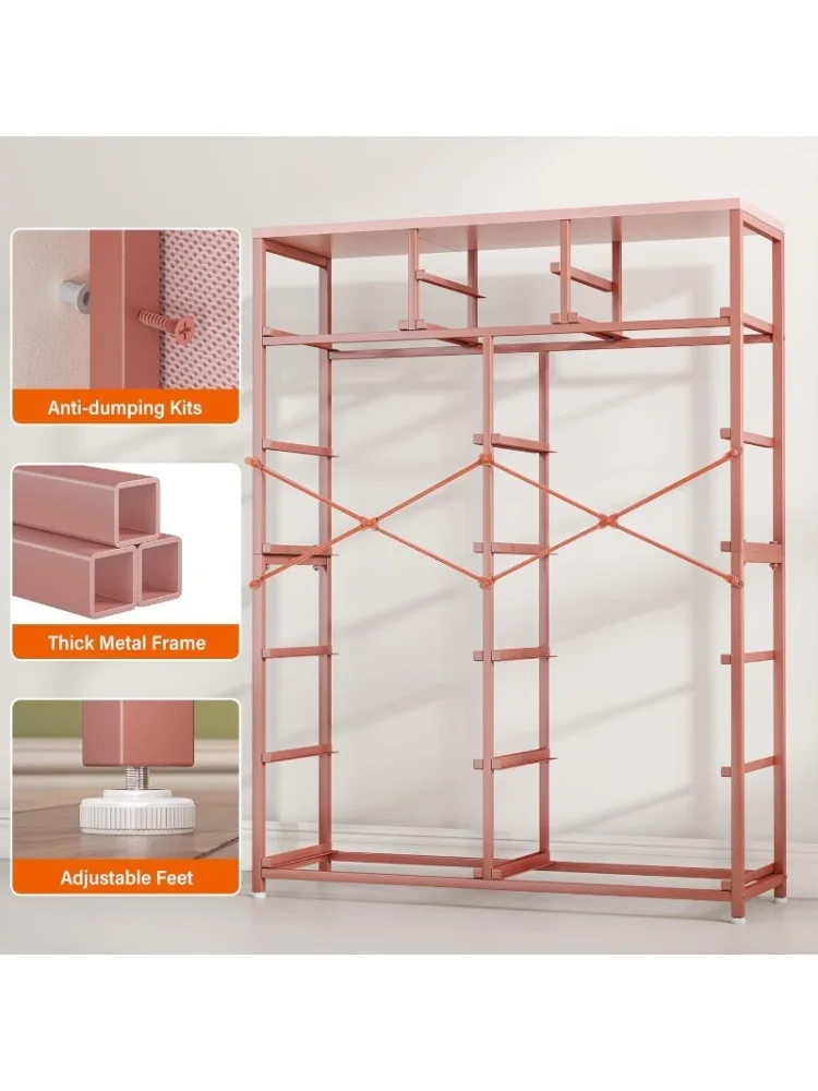 Cómoda rosa, cómoda para dormitorio de niñas con 14 cajones de tela, cómoda y cómoda rosa, cómoda alta para dormitorio