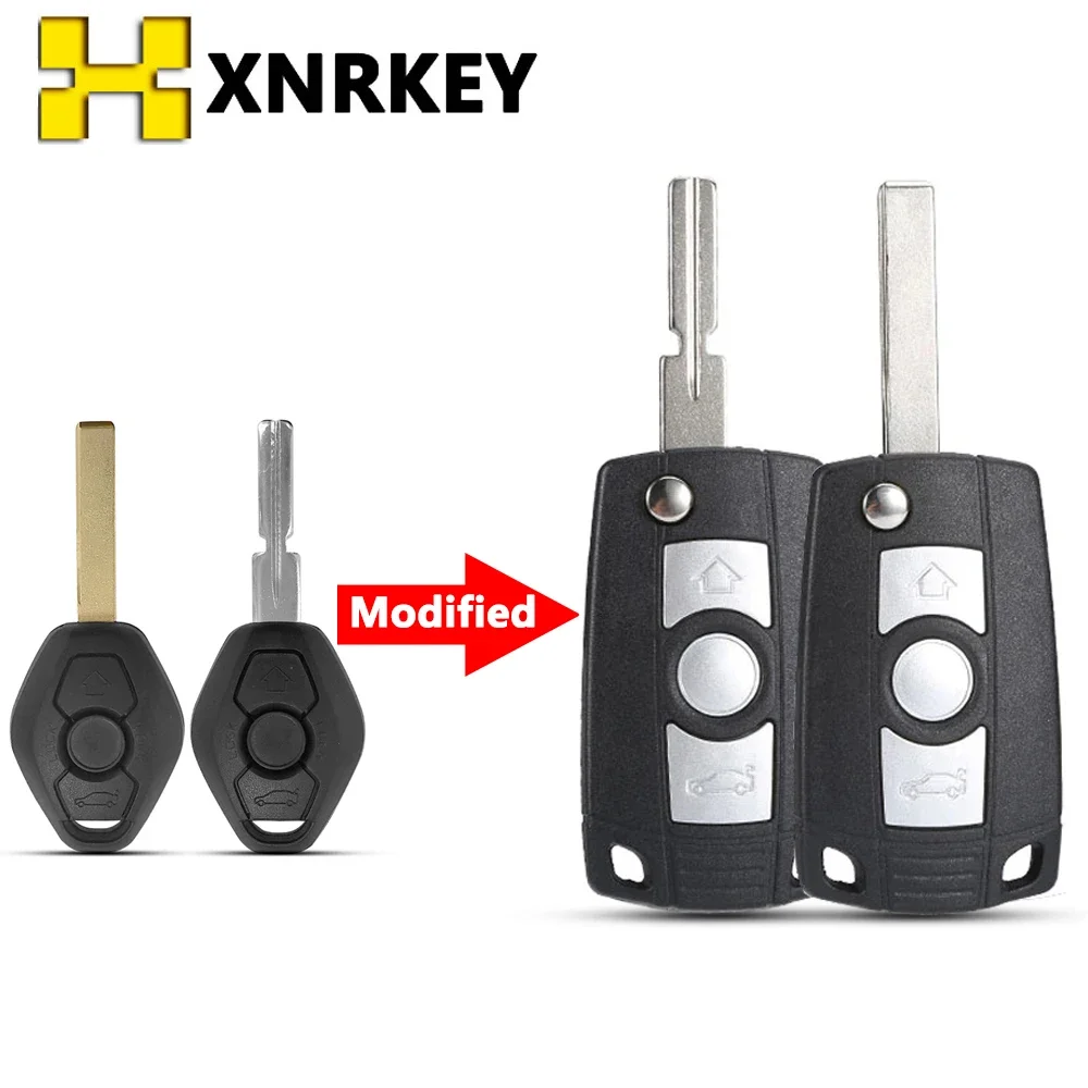 

XNRKEY 3 Buttons Modified Remote Flip Key Shell for BMW E46 E36 E38 E39 E83 E53 Z3 Z4 X3 X5 325i 3 5 7 Series HU92/HU58 Blade