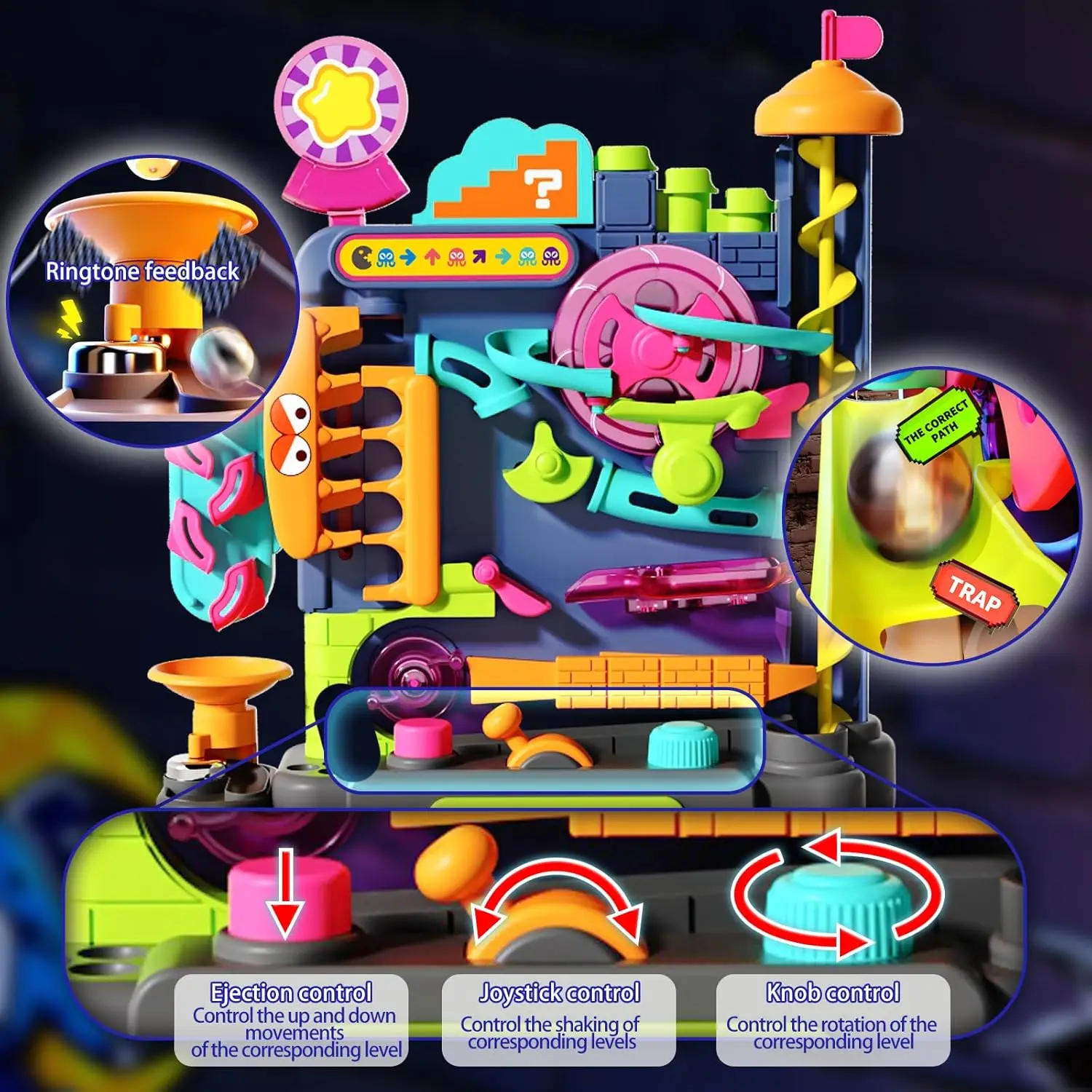 Lernspielzeug für Kinder, Marmor Run Track Puzzle Desktop-Spielspielzeug, interaktives Eltern-Kind-Puzzle-Lösespielzeug, Labyrinth-Spielzeug