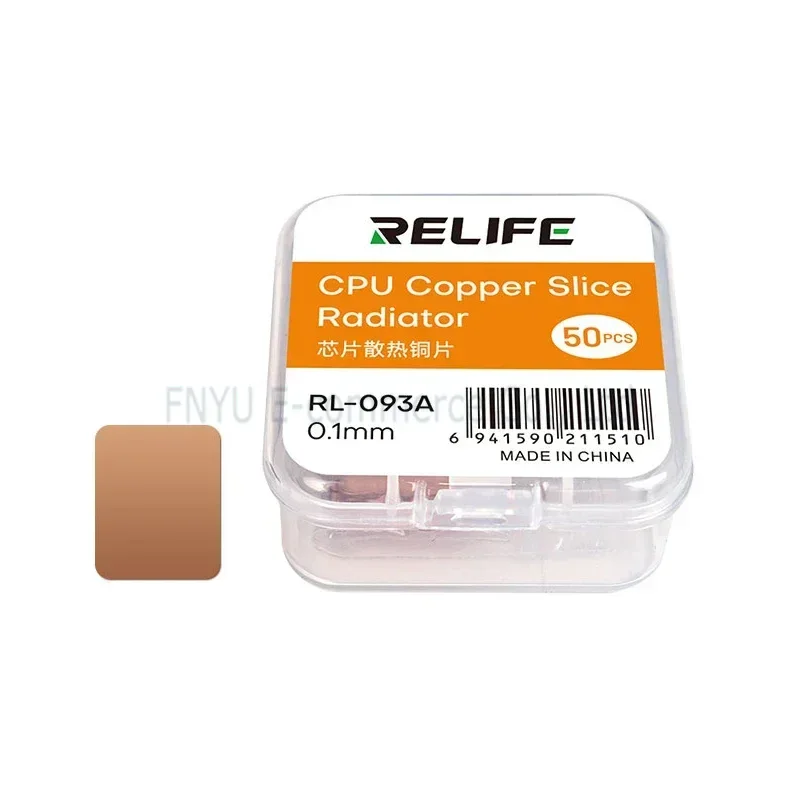 RELIFE RL-093 Chip disipador de calor hoja de cobre tarjeta gráfica IC almohadilla de disipador de calor térmico 0,1/0,3/0,5 MM 50 Uds CPU radiador de rebanada de cobre