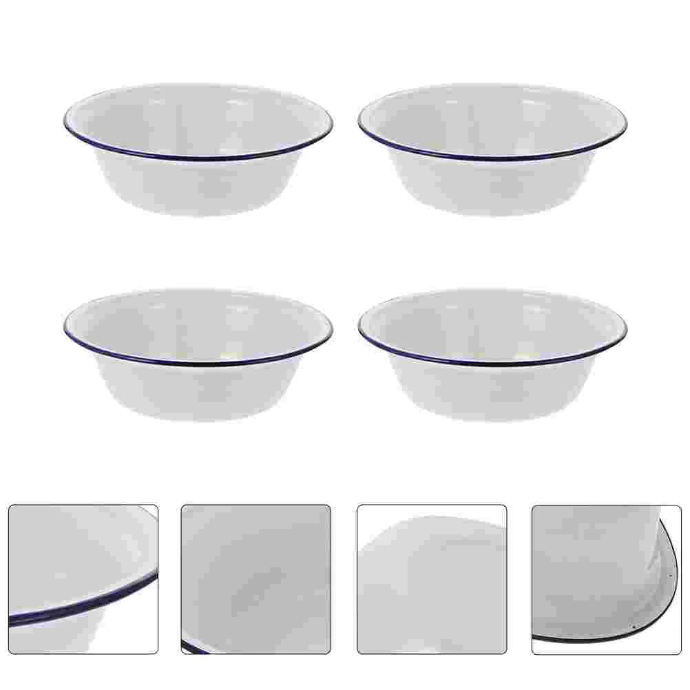 

4 Pcs Enamel Bowl Creative Basin Simple Mini Cake Pans Tray Home Enamelware Household Miss Soup Bowls