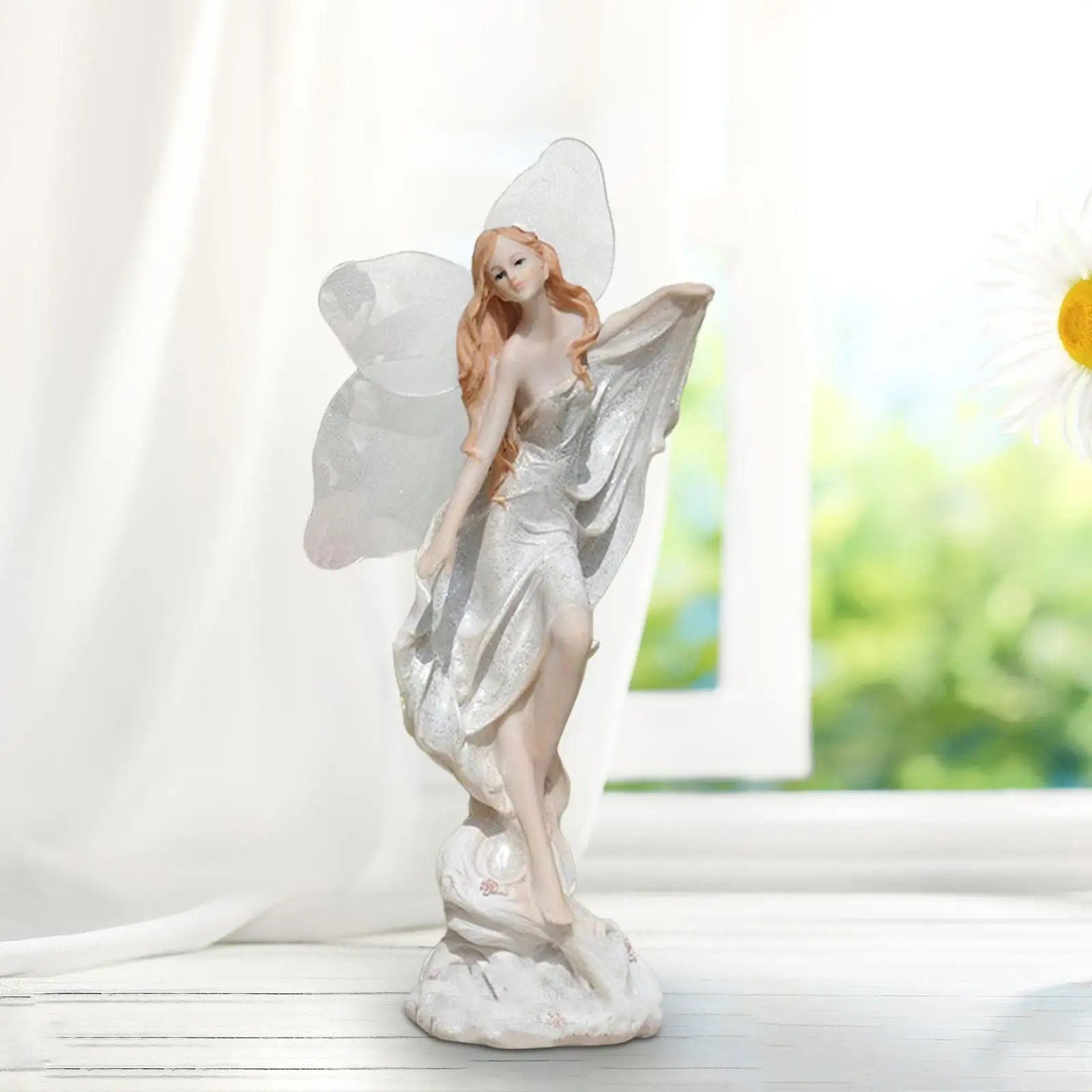 

Flower Fairy Figurine Elegance Souvenir Wedding Decoration Fairy Ornament for Birthday Gift Bookshelf Shelf Desktop Living Room
