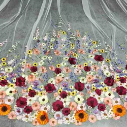 Floral Lace Wedding Veil 3 Meters Long Bridal Veil with 3D Flower Bride Veil with Comb Wedding Accessories