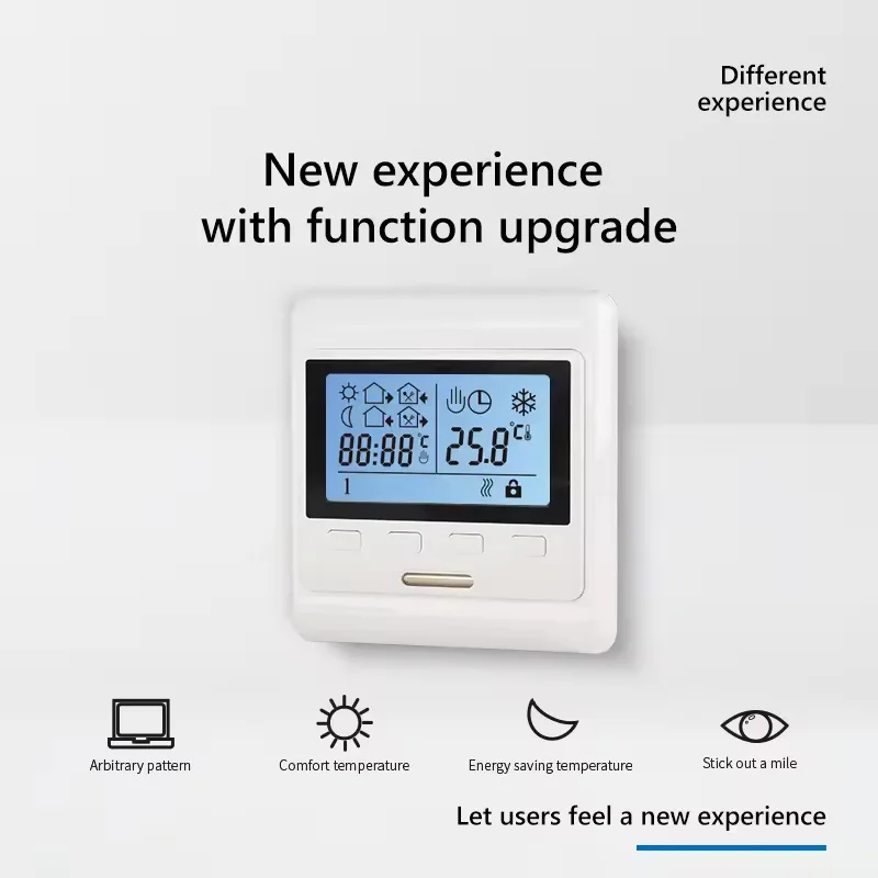 16A Programmable Underfloor Heating Thermostat White 86x86mm Dual Sensor Electric Floor Temperature Controller Weekly Schedule