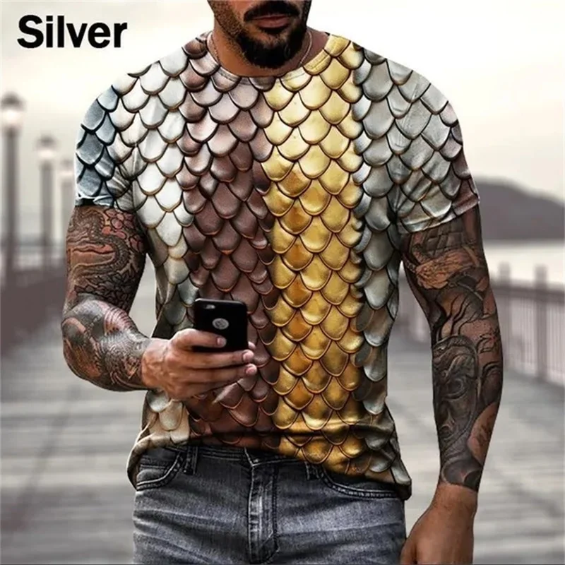 3d Printed Snakeskin Graphic T Shirt For Men Funny Personality Cool T-shirt Top Short Sleeve Plus Size Men\'s T Shirt Streetwear