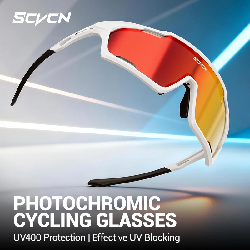 SCVCN Neue Photochrome Radsportbrille MTB-Brille Rennrad UV400 Schutzbrille für Männer und Frauen Outdoor Fahrrad Sport Laufbrille