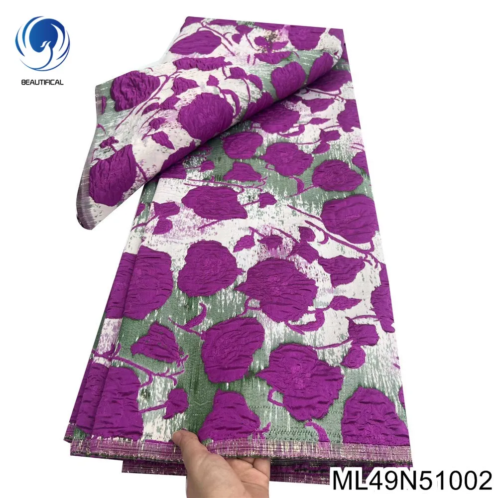 

Новинка 2025 года, французское атласное жаккардовое платье, красочное элегантное кружевное африканское вечернее удобное платье ML49N510