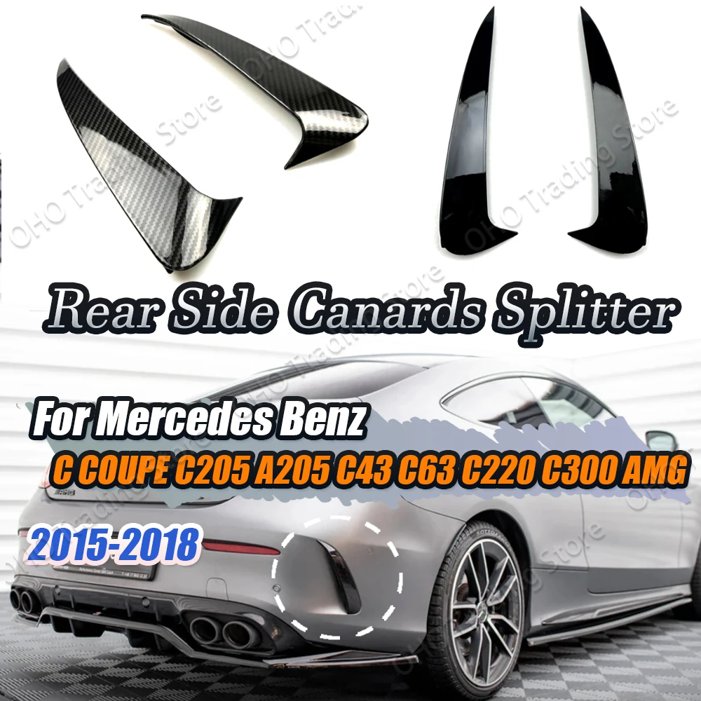 Car Rear Side Air Vent Canards Cover For Mercedes Benz C Coupe C205 C200 C260 C300 C43 C63 2015-2019 Bumper Splitter Spoiler