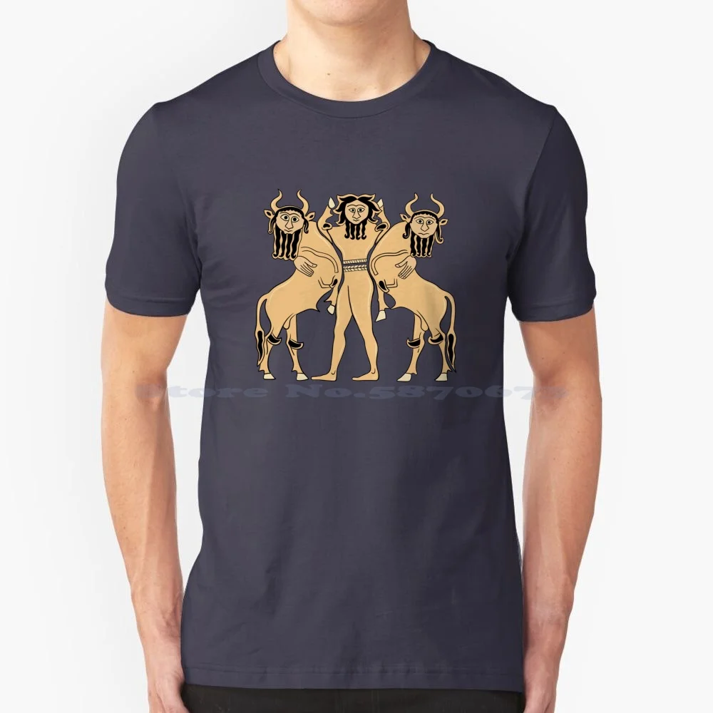 Sumerian Hero And Bulls T Shirt 100% Cotton Tee Sumerian Bull Ancient Mesopotamia Archaeologyrt