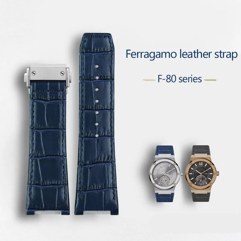 Genuine Leather Watchband for Ferragamo F-80 Sports Series F80 Men's Bracelet Strap 26mm Free Removal Tools Folding Buckle