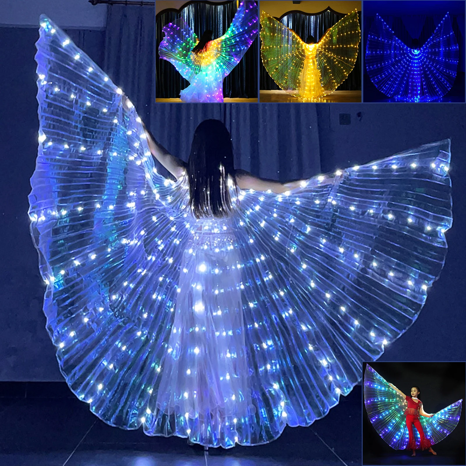 Women Stage Performance Belly Dance Isis Wings Accessories Led Isis Wings Costume Butterfly Wings For Adult Kids Carnival Stage