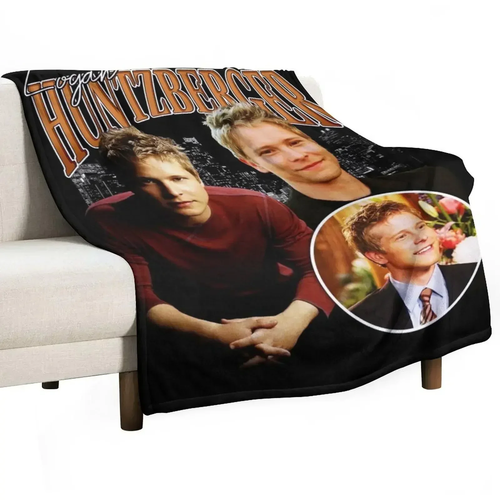 Logan Huntzberger Signature Vintage Retro Bootleg Rap Style Throw Blanket Warm Accent Blanket for Living Room Decoration