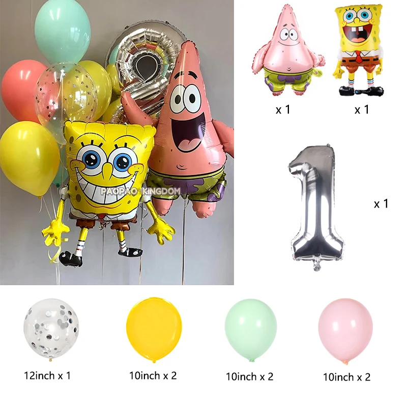 SpongeBob Schwammkopf Folienballon-Set Niedliche Cartoon-Ballons für Kinder Jungen Mädchen Geburtstagsfeier Dekorationen – Detail 10