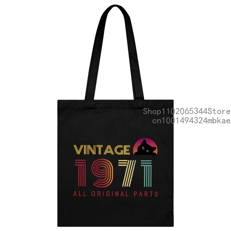 Street Style 1970-1979 Tote Bag Vintage Birthday Year Shopper Handbag Fashion Canvas for Women Men Graphic 1974 Shoulder Bag