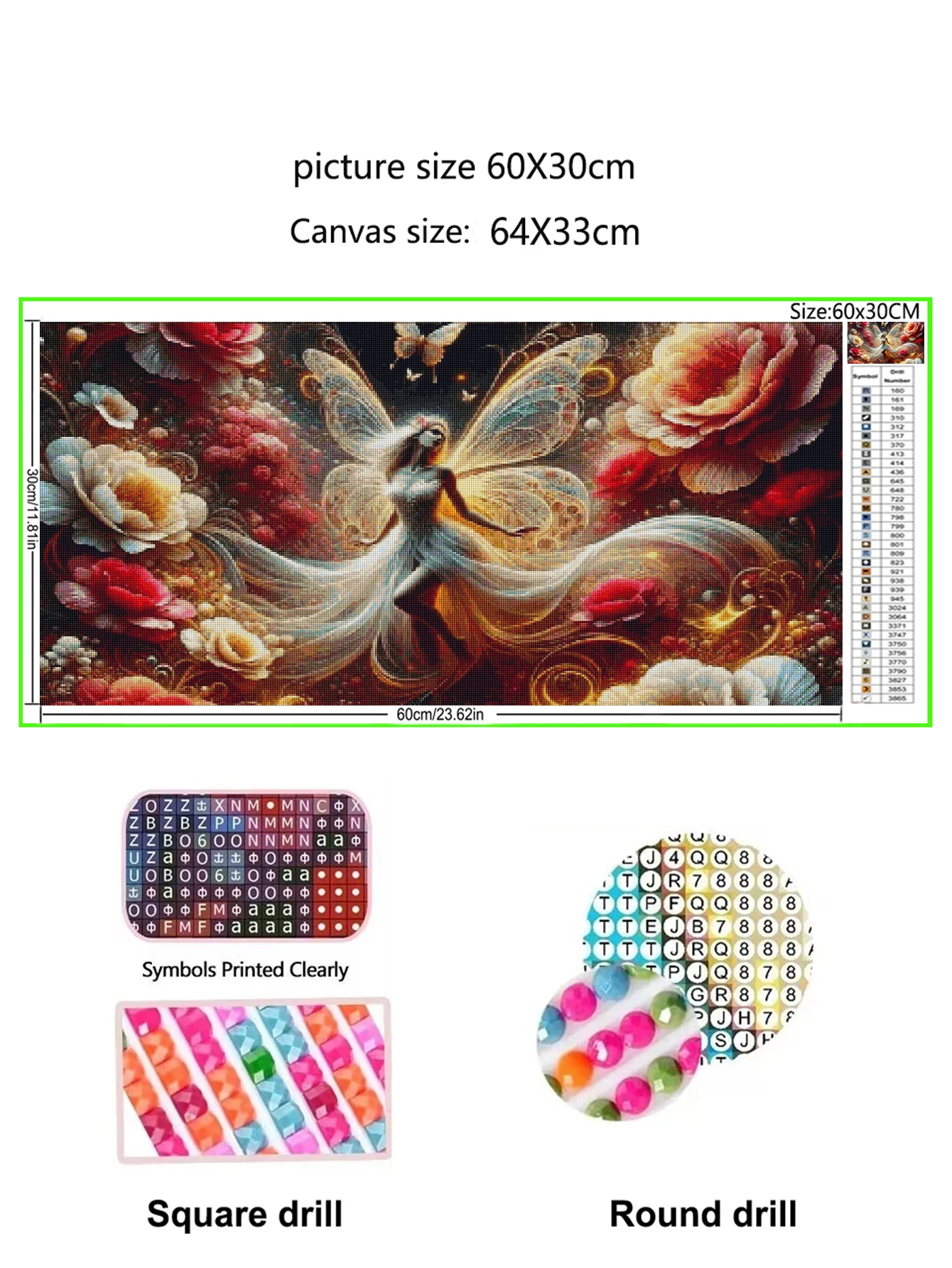 Stunning Floral Fantasia Butterfly Wings Fairy 5D Diy Diamond Painting Cross Stitch Kits Large Size Diamond Mosaic Home Decor