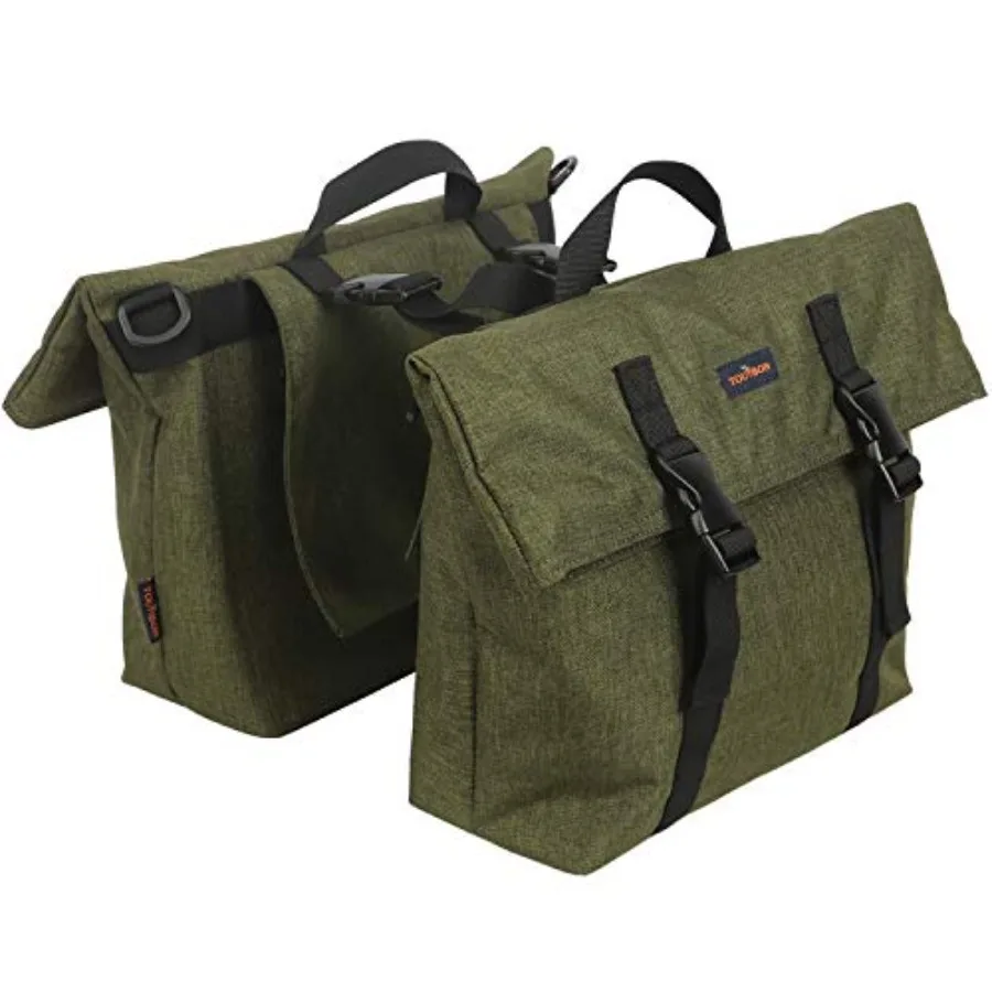

Nylon Double Pannier Shoulder Bags Bicycle Rear Rack Trunk Motorcycle Tail Seat Bag - Green