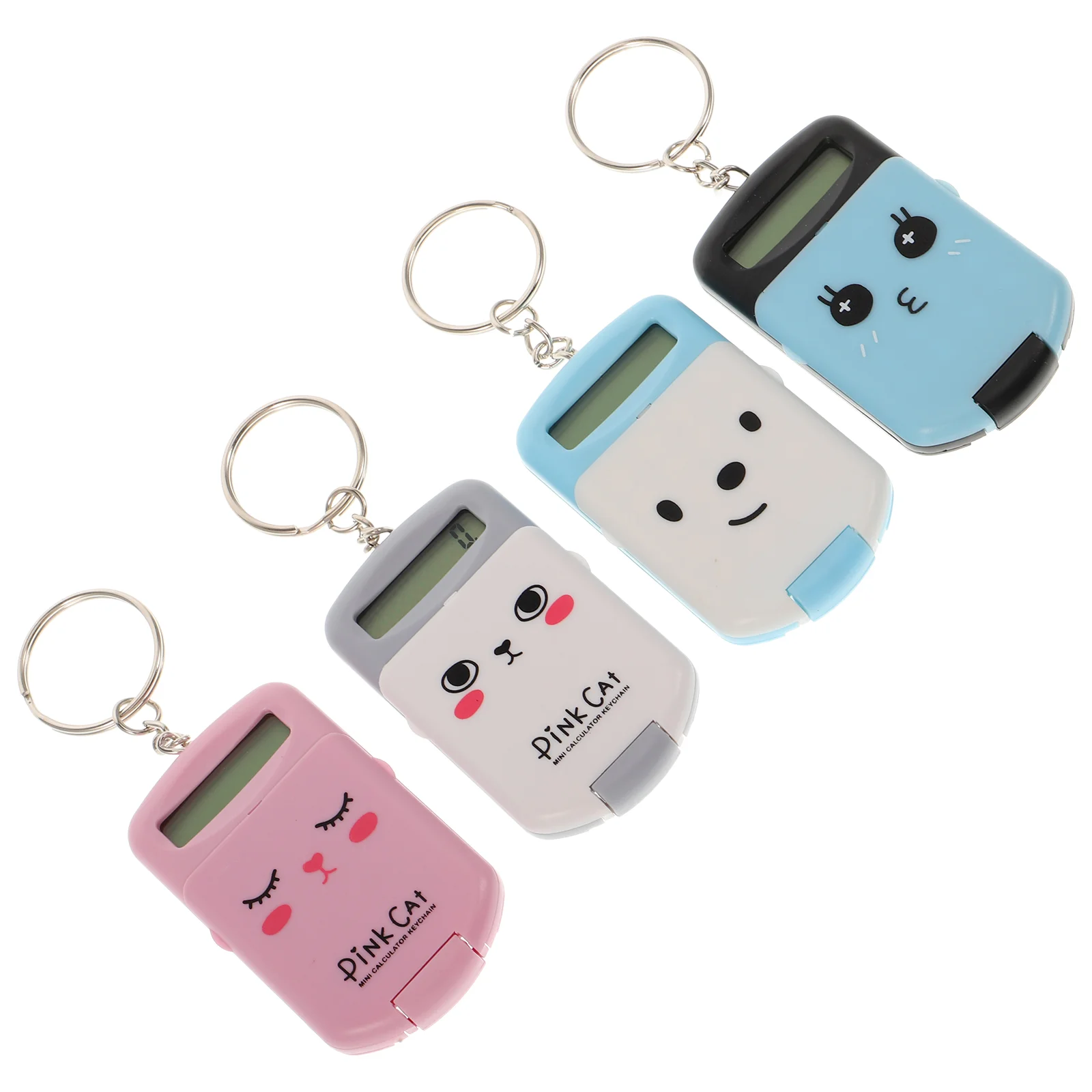 4 Pcs Mini Calculator Portable Pocket Electronic Key Ring Adorable Shaped Small for Students Keychain Gift Convenient