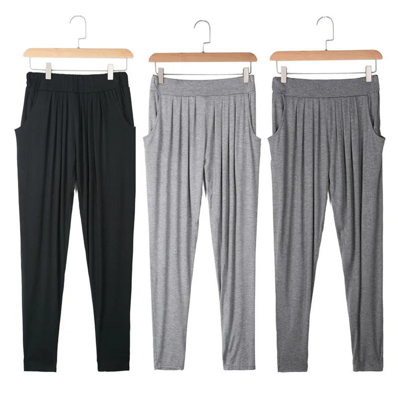 Summer Thin Modal Casual Pants Women's High Waist Harlan Loose Long Trousers All Match Pure Color Large Size Women's Pants