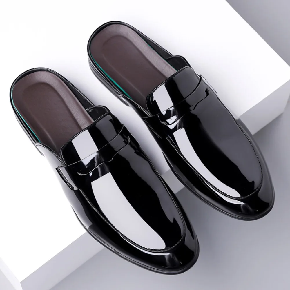 

Men's Slippers Fashion Outside Leather Bag Head Half Slippers Men's Business Casual Leather Shoes Pointed Formal Men's Shoes