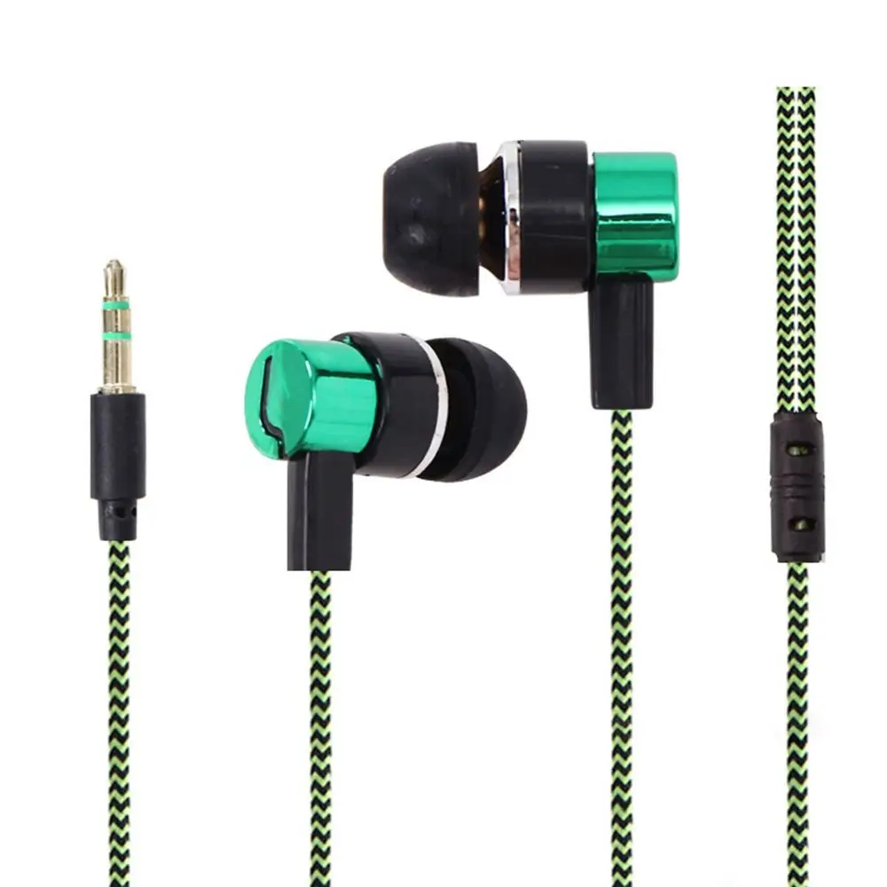 3.5mm Wired In-ear Stereo Earphone Universal Portable Nylon Weave HiFi Headphone for Mobile Phone Computer MP3 Accessories