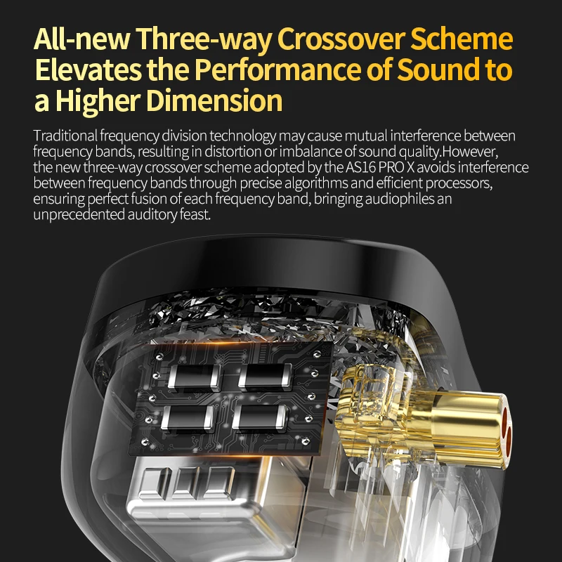 سماعة أذن KZ AS16 Pro X 8 سماعة محرك متوازن سماعة رأس رياضية بخاصية إلغاء الضوضاء مع كابل صوت قابل للفصل