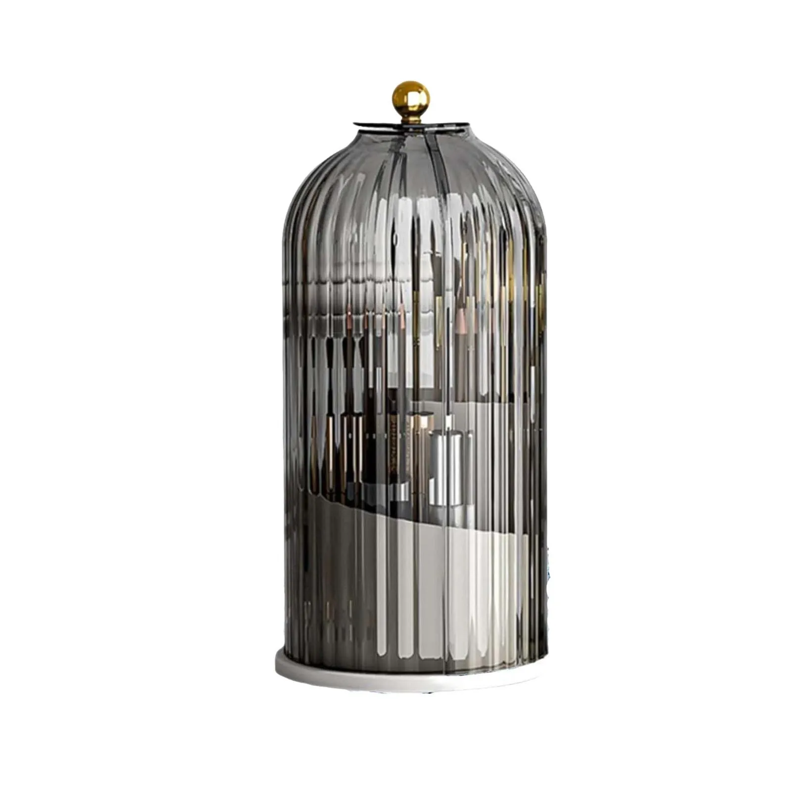 蓋付きメイクブラシホルダー 360 °   回転口紅眉毛ペンシルホルダーアイシャドウ収納ボックスデスク化粧品ツールオーガナイザー