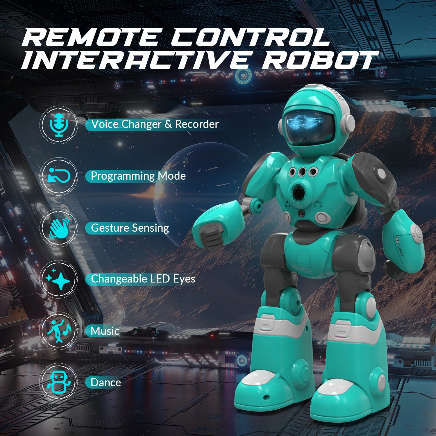 STEMTRON Robot Giocattoli per Bambini Robot telecomandato programmabile con funzione vocale di registrazione magica, rilevamento intelligente dei gesti