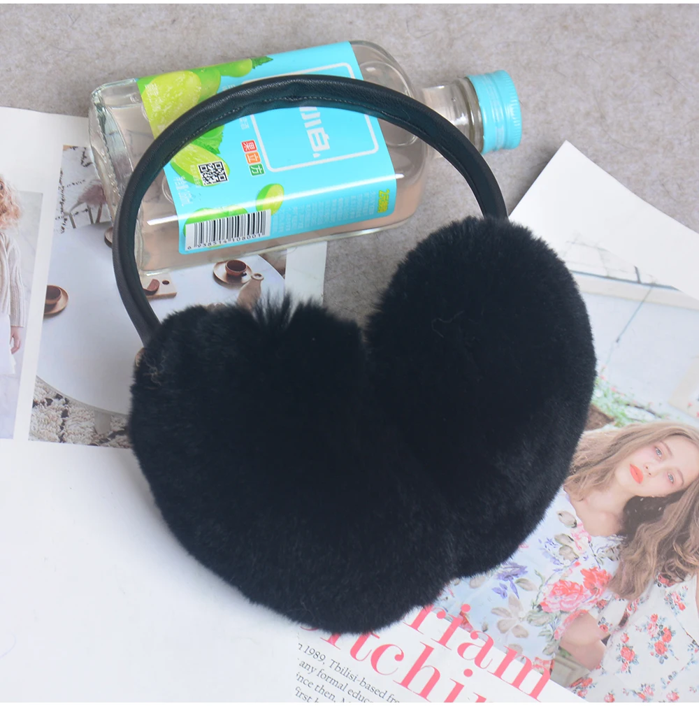 Rex Rabbit Fur Hang Ear Cover Warm Winter Earmuffs Headwear Ear Muffs Fur Earmuffs Cold Ear Warmer Fold Ear Protection Headband