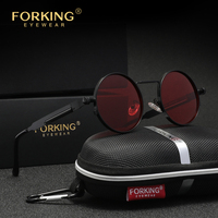 FORKING Polarized Men Women Sunglasses UV400 Gothic Steampunk Style Male Round Vintage Eyewear