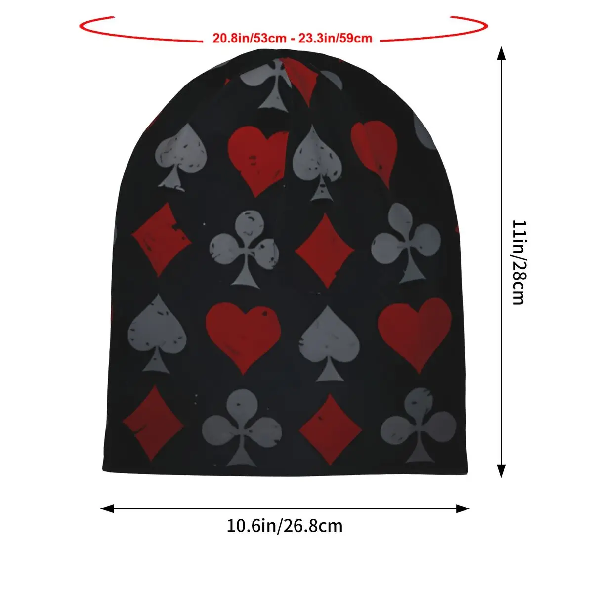 Card Red Heart Thin Skullies Beanies Outdoor Caps For Men Diamond Ski Caps Bonnet Hats