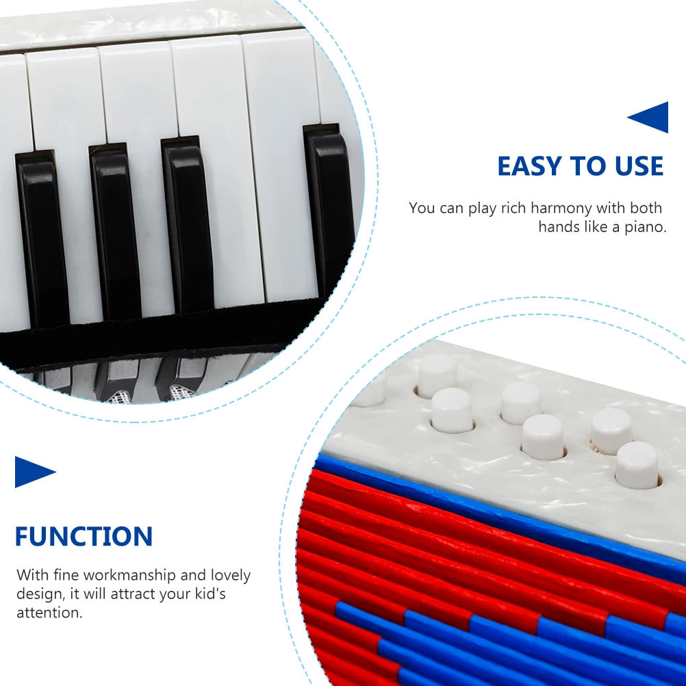 

Portable Accordion Educational Instrument ABS Material Safe for Kids White Improve Cognitive Skills Eye-Hand Coordination