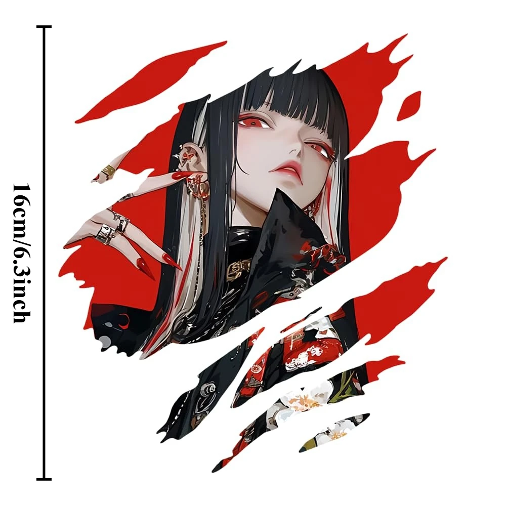 1Pc Demon Anime Girl Tear Graphic Vinyl Sticker,Waterproof UV Resistant Decal for Car Motorcycle Camper Body Decor, Holiday Gift