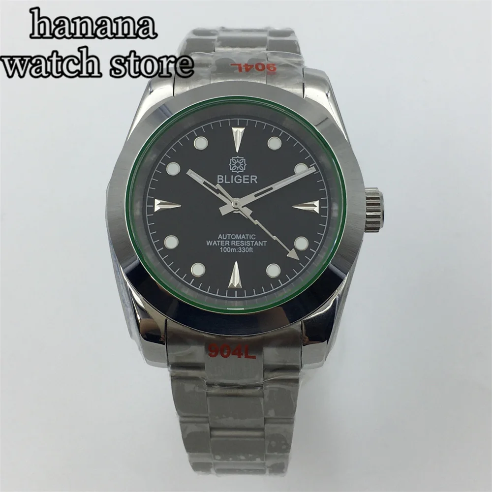 BLIGER 36mm/39mm MILGAUSS Automatic Watch For Men Polished Case Sapphire Glass Lighting Second Hand OF NH35A PT5000 Reloj Hombre