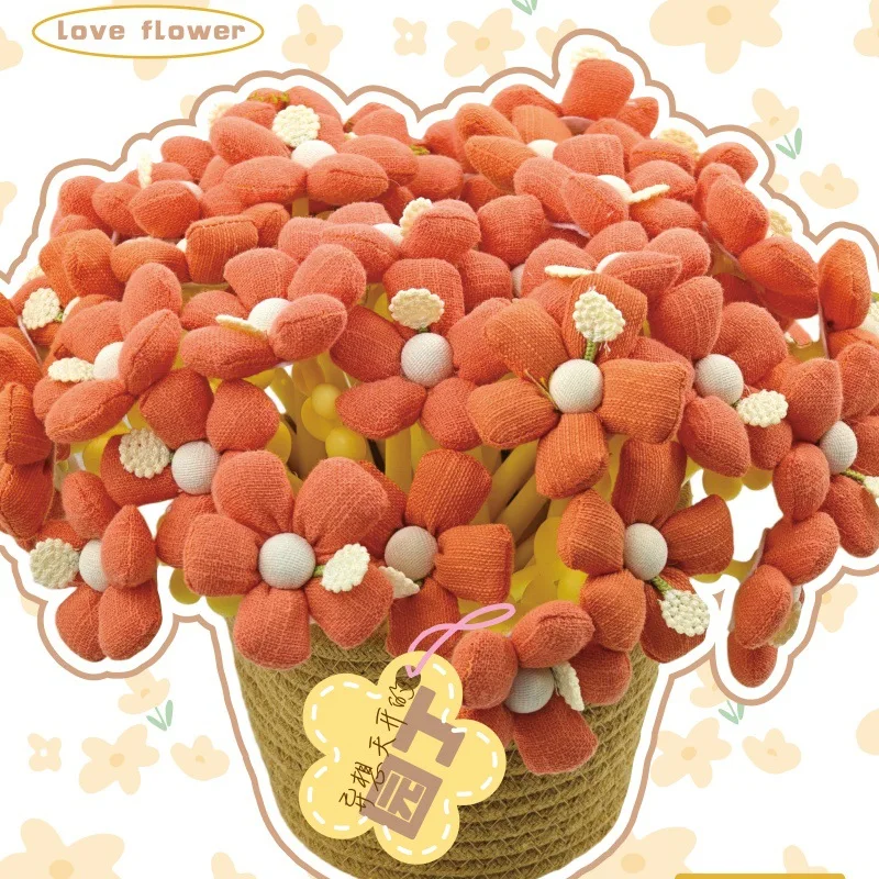 10PCS Spring Warm Tone Solid Color Fabric Flower Neutral Pen Three-dimensional Sunflower Styling Pen Gentle Literary Office Sign