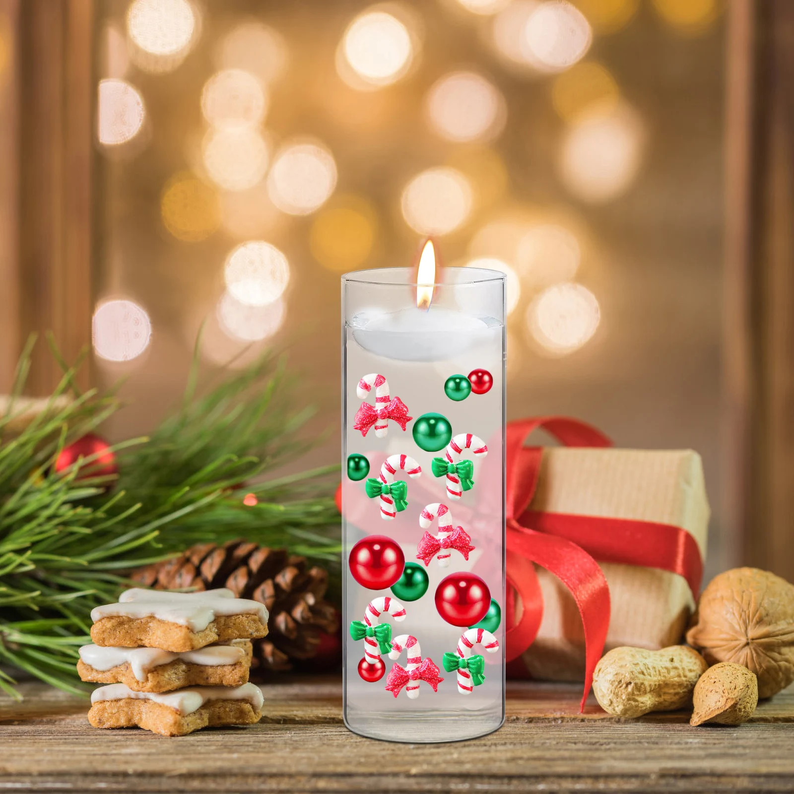 

1Set Christmas Vase Filler Pearls Festive Table Decorations Elegant Floating Ornament for Winter Holidays and Special Events