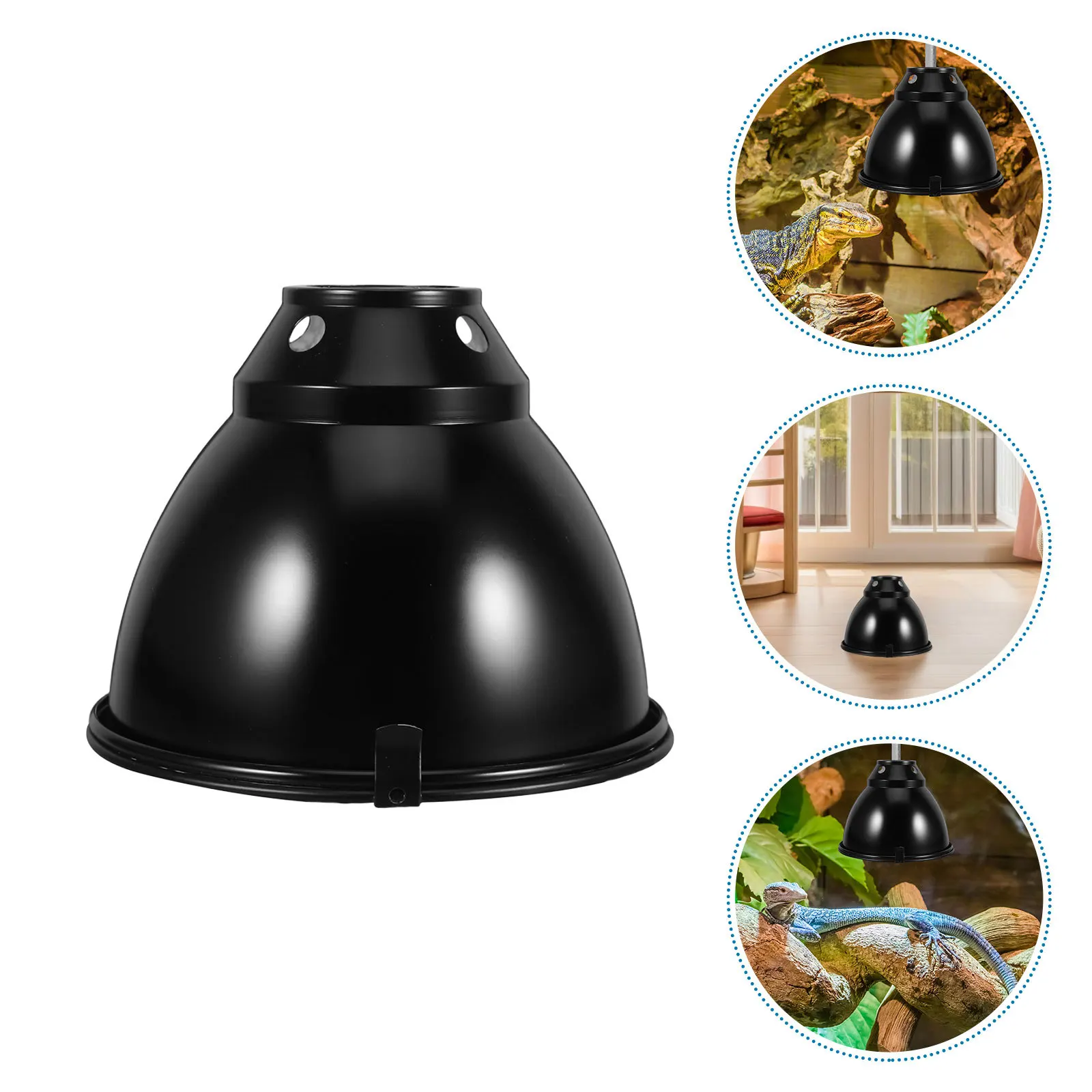 

2Sets Aluminum Reptile Dome Lamp Cover with Enhanced Heat Reflection for Reptile Habitat Temperature Balance Lizard Turtle Use